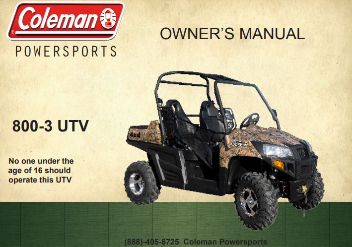 Coleman Outfitter 800-3 Owner's Manual