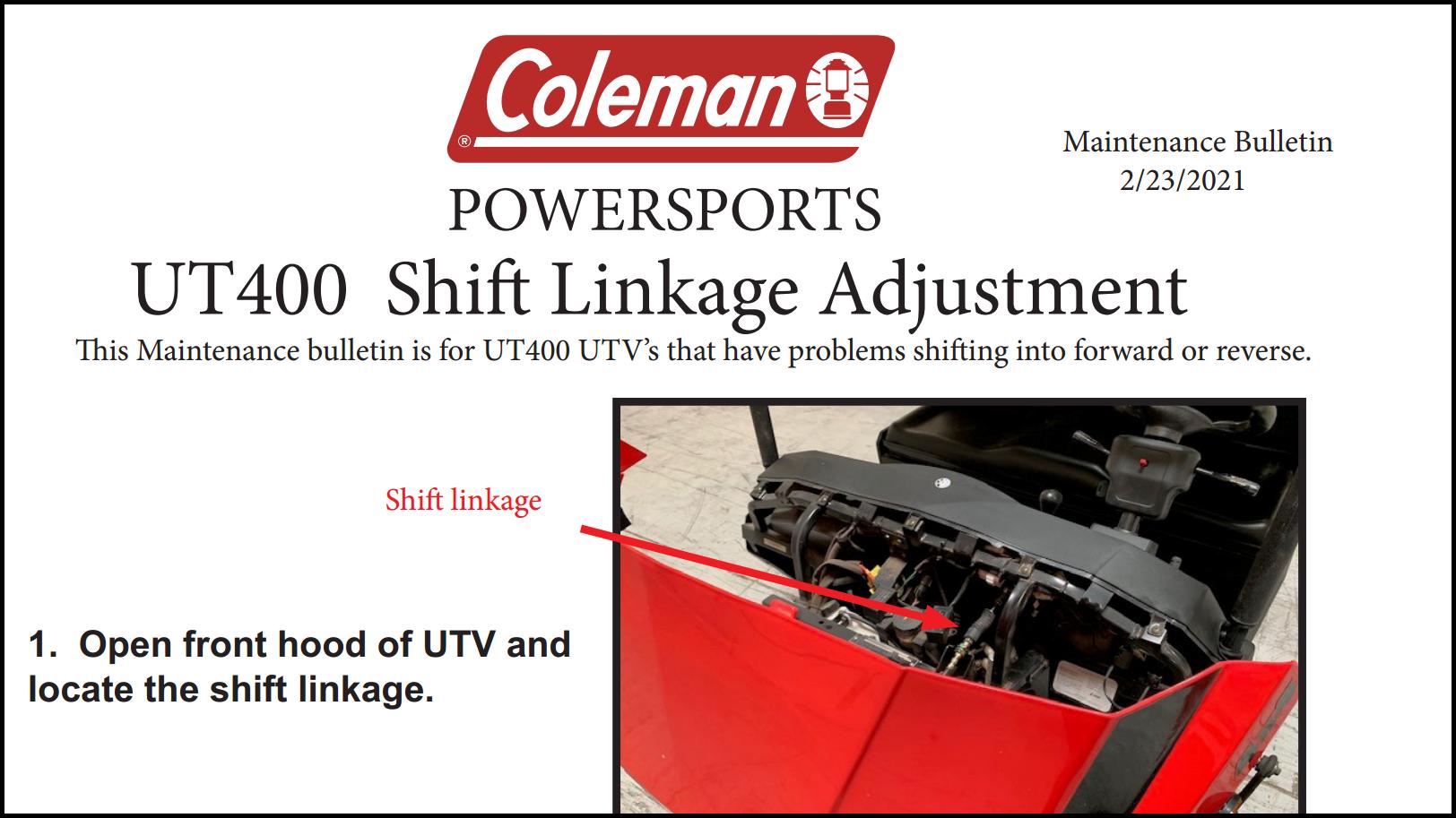Coleman Utv 400 Parts Diagram