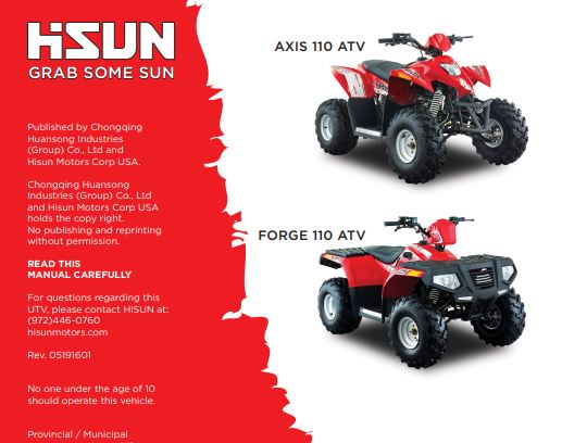2015 Hisun Axis/Forge 110cc Service Manual