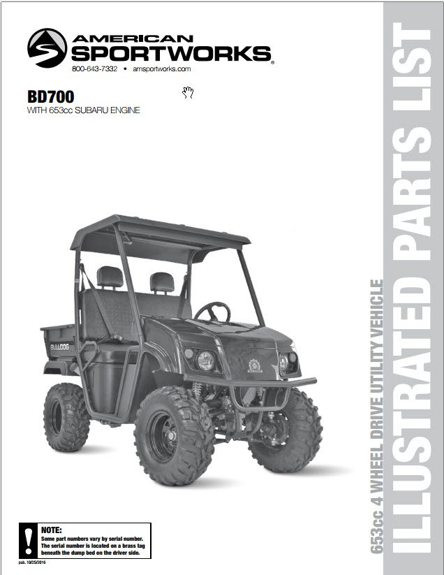 Landmaster Bull Dog BD700 Parts List and Engine Service Manual