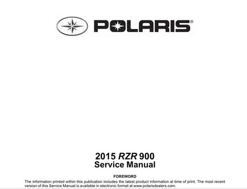 More information about "2015 Polaris RZR900 Service Manual"